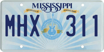 MS license plate MHX311