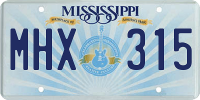 MS license plate MHX315