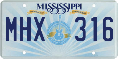 MS license plate MHX316