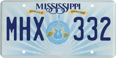 MS license plate MHX332