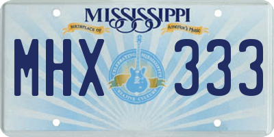 MS license plate MHX333