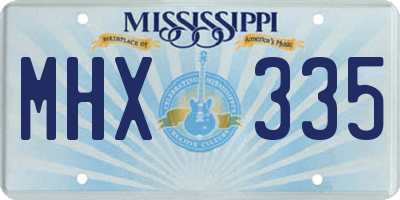 MS license plate MHX335