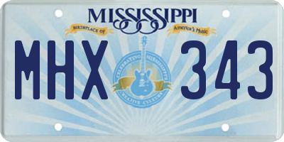 MS license plate MHX343
