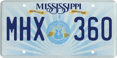 MS license plate MHX360