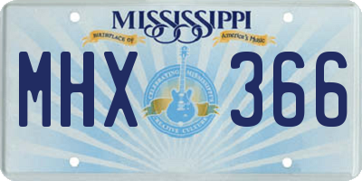 MS license plate MHX366