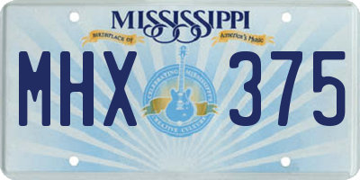 MS license plate MHX375