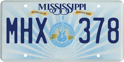MS license plate MHX378