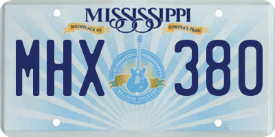 MS license plate MHX380