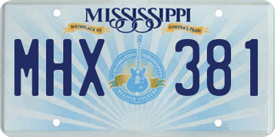 MS license plate MHX381