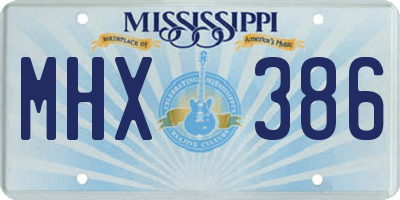 MS license plate MHX386