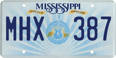 MS license plate MHX387
