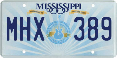 MS license plate MHX389