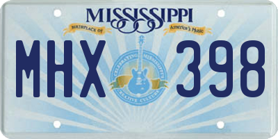 MS license plate MHX398