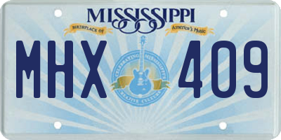 MS license plate MHX409