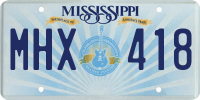 MS license plate MHX418