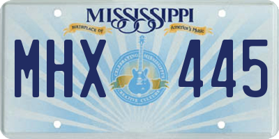 MS license plate MHX445