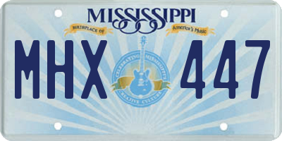 MS license plate MHX447