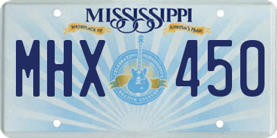 MS license plate MHX450