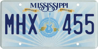 MS license plate MHX455