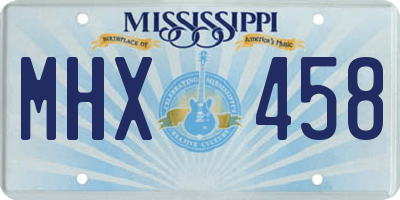 MS license plate MHX458