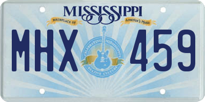 MS license plate MHX459