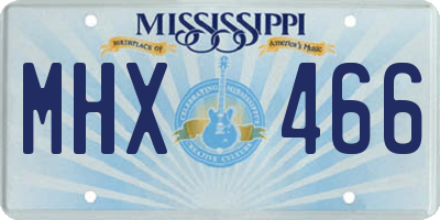 MS license plate MHX466