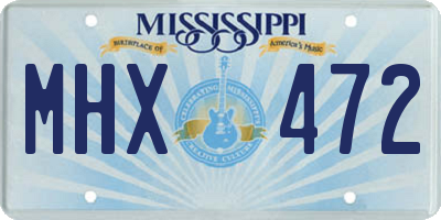 MS license plate MHX472