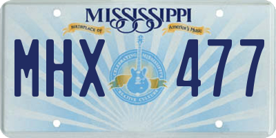 MS license plate MHX477