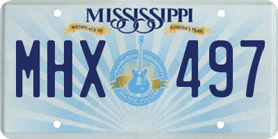 MS license plate MHX497
