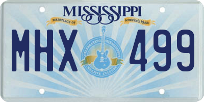 MS license plate MHX499
