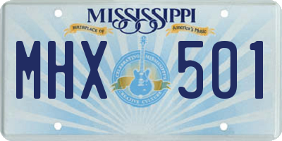 MS license plate MHX501