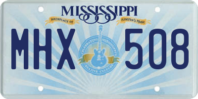 MS license plate MHX508