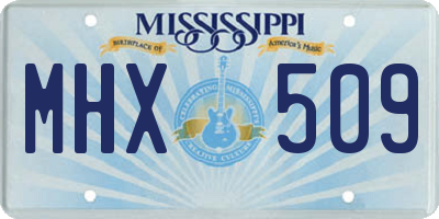 MS license plate MHX509