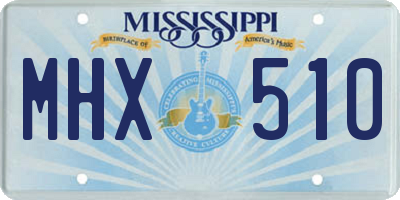 MS license plate MHX510