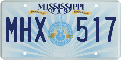 MS license plate MHX517