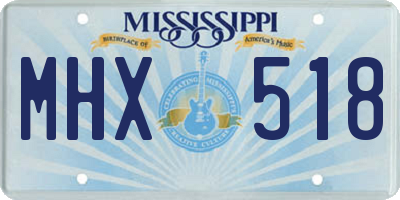 MS license plate MHX518