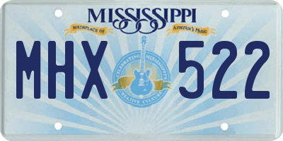 MS license plate MHX522