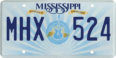 MS license plate MHX524