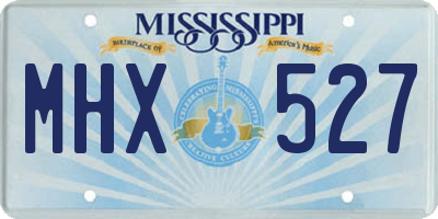 MS license plate MHX527