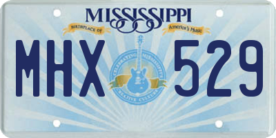 MS license plate MHX529