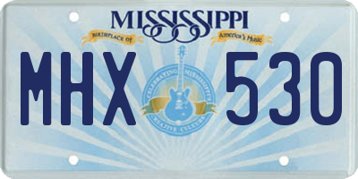 MS license plate MHX530
