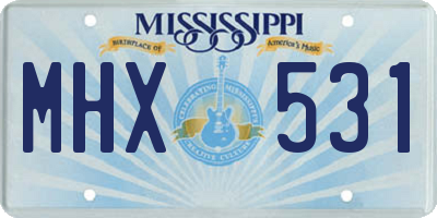 MS license plate MHX531
