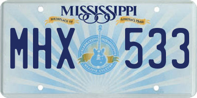 MS license plate MHX533