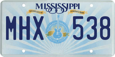 MS license plate MHX538