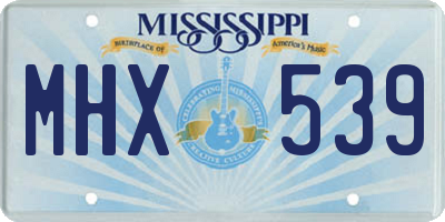 MS license plate MHX539