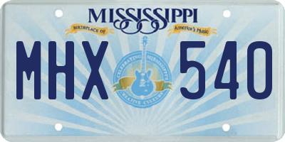 MS license plate MHX540