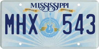 MS license plate MHX543