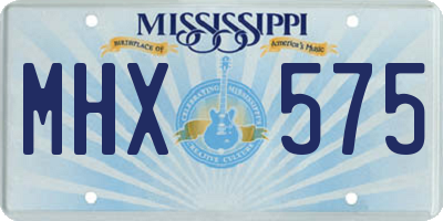 MS license plate MHX575