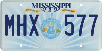 MS license plate MHX577