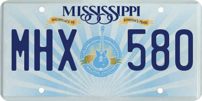 MS license plate MHX580